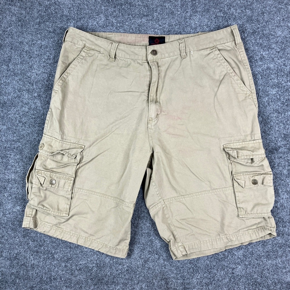 Swiss Cross Cargo Shorts Mens Size 36 Khaki Multi Pocket Utility‎ Outdoor Casual